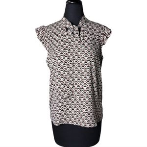 Tamara H. ruffle cap sleeve printed top size small petite
